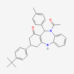 10-acetyl-3-(4-tert-butylphenyl)-11-(4-methylphenyl)-2,3,4,5,10,11-hexahydro-1H-dibenzo[b,e][1,4]diazepin-1-one