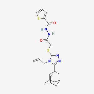 molecular formula C22H27N5O2S2 B10870033 N'~2~-(2-{[5-(1-Adamantyl)-4-allyl-4H-1,2,4-triazol-3-YL]sulfanyl}acetyl)-2-thiophenecarbohydrazide 