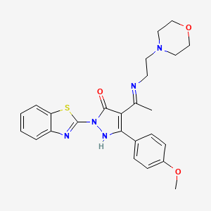 (4Z)-2-(1,3-benzothiazol-2-yl)-5-(4-methoxyphenyl)-4-(1-{[2-(morpholin-4-yl)ethyl]amino}ethylidene)-2,4-dihydro-3H-pyrazol-3-one