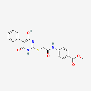 molecular formula C20H17N3O5S B10870056 Methyl 4-({[(4-hydroxy-6-oxo-5-phenyl-1,6-dihydropyrimidin-2-yl)sulfanyl]acetyl}amino)benzoate 