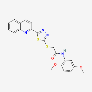 molecular formula C21H18N4O3S2 B10870072 N-(2,5-dimethoxyphenyl)-2-{[5-(quinolin-2-yl)-1,3,4-thiadiazol-2-yl]sulfanyl}acetamide 