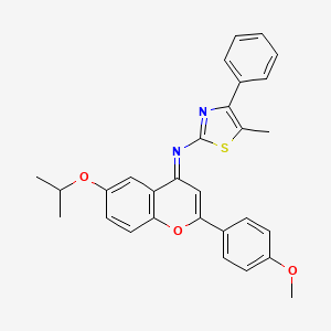 molecular formula C29H26N2O3S B10870115 N-[(4E)-2-(4-methoxyphenyl)-6-(propan-2-yloxy)-4H-chromen-4-ylidene]-5-methyl-4-phenyl-1,3-thiazol-2-amine 