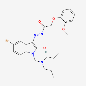 molecular formula C24H29BrN4O4 B10870132 N'-{(3Z)-5-bromo-1-[(dipropylamino)methyl]-2-oxo-1,2-dihydro-3H-indol-3-ylidene}-2-(2-methoxyphenoxy)acetohydrazide 