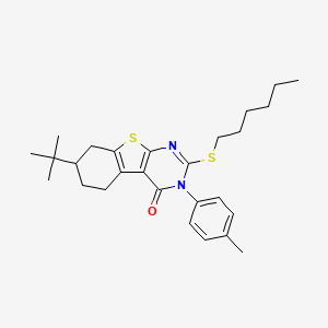 molecular formula C27H36N2OS2 B10870154 7-tert-butyl-2-(hexylsulfanyl)-3-(4-methylphenyl)-5,6,7,8-tetrahydro[1]benzothieno[2,3-d]pyrimidin-4(3H)-one 