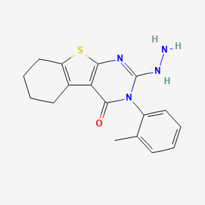 molecular formula C17H18N4OS B10870169 2-hydrazinyl-3-(2-methylphenyl)-5,6,7,8-tetrahydro[1]benzothieno[2,3-d]pyrimidin-4(3H)-one 