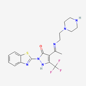 (4Z)-2-(1,3-benzothiazol-2-yl)-4-(1-{[2-(piperazin-1-yl)ethyl]amino}ethylidene)-5-(trifluoromethyl)-2,4-dihydro-3H-pyrazol-3-one