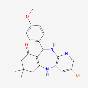 molecular formula C21H22BrN3O2 B10870198 3-bromo-10-(4-methoxyphenyl)-7,7-dimethyl-5,6,7,8,10,11-hexahydro-9H-pyrido[3,2-b][1,4]benzodiazepin-9-one 