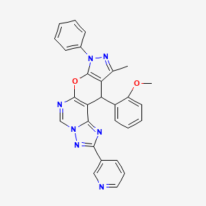 16-(2-methoxyphenyl)-14-methyl-12-phenyl-4-pyridin-3-yl-10-oxa-3,5,6,8,12,13-hexazatetracyclo[7.7.0.02,6.011,15]hexadeca-1(9),2,4,7,11(15),13-hexaene