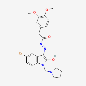 N'-[(3Z)-5-bromo-2-oxo-1-(pyrrolidin-1-ylmethyl)-1,2-dihydro-3H-indol-3-ylidene]-2-(3,4-dimethoxyphenyl)acetohydrazide