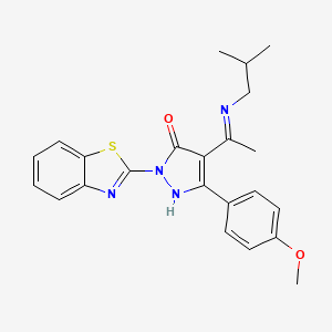 molecular formula C23H24N4O2S B10870264 (4Z)-2-(1,3-benzothiazol-2-yl)-5-(4-methoxyphenyl)-4-{1-[(2-methylpropyl)amino]ethylidene}-2,4-dihydro-3H-pyrazol-3-one 