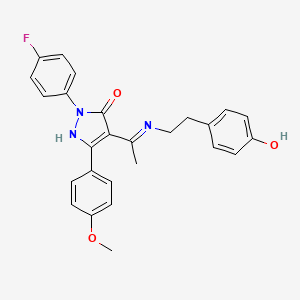 molecular formula C26H24FN3O3 B10870283 (4Z)-2-(4-fluorophenyl)-4-(1-{[2-(4-hydroxyphenyl)ethyl]amino}ethylidene)-5-(4-methoxyphenyl)-2,4-dihydro-3H-pyrazol-3-one 