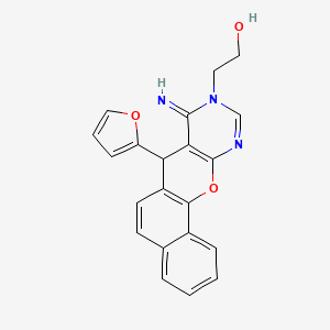 molecular formula C21H17N3O3 B10870292 2-[7-(furan-2-yl)-8-imino-7H-benzo[7,8]chromeno[2,3-d]pyrimidin-9(8H)-yl]ethanol 