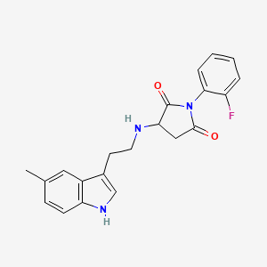 molecular formula C21H20FN3O2 B10870297 1-(2-fluorophenyl)-3-{[2-(5-methyl-1H-indol-3-yl)ethyl]amino}pyrrolidine-2,5-dione 