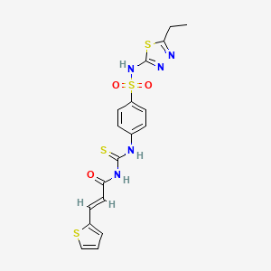 molecular formula C18H17N5O3S4 B10870299 (E)-N-[[4-[(5-ethyl-1,3,4-thiadiazol-2-yl)sulfamoyl]phenyl]carbamothioyl]-3-thiophen-2-ylprop-2-enamide 