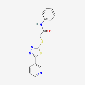 molecular formula C15H12N4OS2 B10870319 N-Phenyl-2-(5-pyridin-3-yl-[1,3,4]thiadiazol-2-ylsulfanyl)-acetamide 