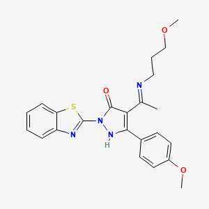 molecular formula C23H24N4O3S B10870324 (4Z)-2-(1,3-benzothiazol-2-yl)-5-(4-methoxyphenyl)-4-{1-[(3-methoxypropyl)amino]ethylidene}-2,4-dihydro-3H-pyrazol-3-one 