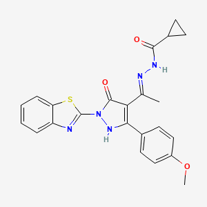 N'-{(1Z)-1-[1-(1,3-benzothiazol-2-yl)-3-(4-methoxyphenyl)-5-oxo-1,5-dihydro-4H-pyrazol-4-ylidene]ethyl}cyclopropanecarbohydrazide