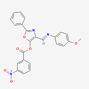 molecular formula C24H17N3O6 B10870384 4-{(E)-[(4-methoxyphenyl)imino]methyl}-2-phenyl-1,3-oxazol-5-yl 3-nitrobenzoate 