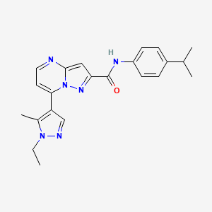 molecular formula C22H24N6O B10870417 7-(1-ethyl-5-methyl-1H-pyrazol-4-yl)-N-[4-(propan-2-yl)phenyl]pyrazolo[1,5-a]pyrimidine-2-carboxamide 