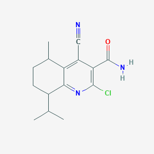 molecular formula C15H18ClN3O B10870419 2-Chloro-4-cyano-8-isopropyl-5-methyl-5,6,7,8-tetrahydro-3-quinolinecarboxamide 