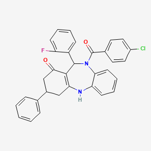 10-[(4-chlorophenyl)carbonyl]-11-(2-fluorophenyl)-3-phenyl-2,3,4,5,10,11-hexahydro-1H-dibenzo[b,e][1,4]diazepin-1-one