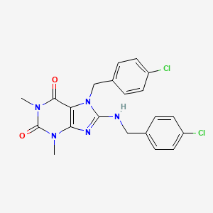 molecular formula C21H19Cl2N5O2 B10870466 7-(4-chlorobenzyl)-8-[(4-chlorobenzyl)amino]-1,3-dimethyl-3,7-dihydro-1H-purine-2,6-dione 