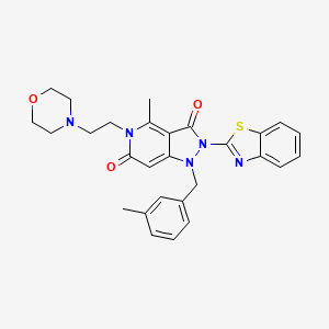 molecular formula C28H29N5O3S B10870472 2-(1,3-benzothiazol-2-yl)-4-methyl-1-(3-methylbenzyl)-5-[2-(morpholin-4-yl)ethyl]-1H-pyrazolo[4,3-c]pyridine-3,6(2H,5H)-dione 