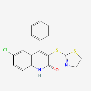 molecular formula C18H13ClN2OS2 B10870496 6-Chloro-3-(4,5-dihydro-1,3-thiazol-2-ylsulfanyl)-4-phenylquinolin-2-ol 