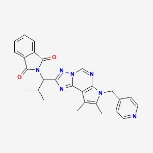 molecular formula C27H25N7O2 B10870501 2-{1-[8,9-Dimethyl-7-(4-pyridylmethyl)-7H-pyrrolo[3,2-E][1,2,4]triazolo[1,5-C]pyrimidin-2-YL]-2-methylpropyl}-1H-isoindole-1,3(2H)-dione 