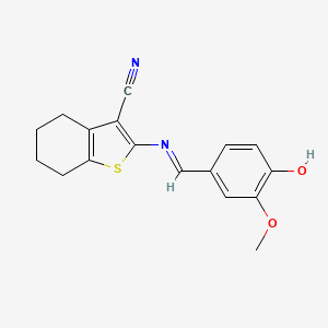 2-{[(E)-(4-hydroxy-3-methoxyphenyl)methylidene]amino}-4,5,6,7-tetrahydro-1-benzothiophene-3-carbonitrile