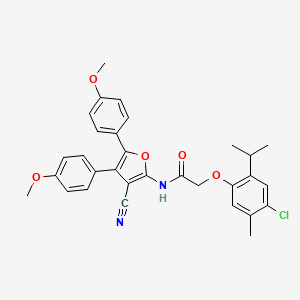 2-[4-chloro-5-methyl-2-(propan-2-yl)phenoxy]-N-[3-cyano-4,5-bis(4-methoxyphenyl)furan-2-yl]acetamide