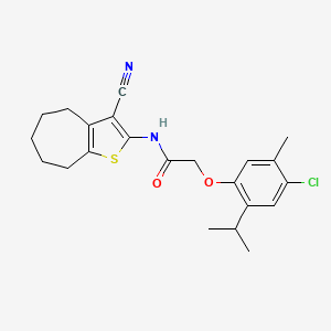 2-[4-chloro-5-methyl-2-(propan-2-yl)phenoxy]-N-(3-cyano-5,6,7,8-tetrahydro-4H-cyclohepta[b]thiophen-2-yl)acetamide