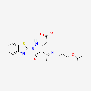 molecular formula C21H26N4O4S B10870554 methyl [(4Z)-1-(1,3-benzothiazol-2-yl)-5-oxo-4-(1-{[3-(propan-2-yloxy)propyl]amino}ethylidene)-4,5-dihydro-1H-pyrazol-3-yl]acetate 