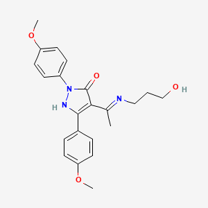 (4Z)-4-{1-[(3-hydroxypropyl)amino]ethylidene}-2,5-bis(4-methoxyphenyl)-2,4-dihydro-3H-pyrazol-3-one