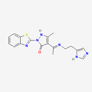 molecular formula C18H18N6OS B10870586 (4E)-2-(1,3-benzothiazol-2-yl)-4-(1-{[2-(1H-imidazol-4-yl)ethyl]amino}ethylidene)-5-methyl-2,4-dihydro-3H-pyrazol-3-one 