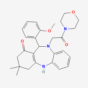 molecular formula C28H33N3O4 B10870596 11-(2-methoxyphenyl)-3,3-dimethyl-10-[2-(morpholin-4-yl)-2-oxoethyl]-2,3,4,5,10,11-hexahydro-1H-dibenzo[b,e][1,4]diazepin-1-one 