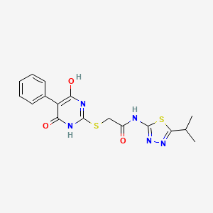 2-[(4-hydroxy-6-oxo-5-phenyl-1,6-dihydropyrimidin-2-yl)sulfanyl]-N-[5-(propan-2-yl)-1,3,4-thiadiazol-2-yl]acetamide