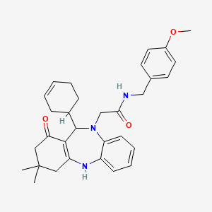 2-[11-(cyclohex-3-en-1-yl)-3,3-dimethyl-1-oxo-1,2,3,4,5,11-hexahydro-10H-dibenzo[b,e][1,4]diazepin-10-yl]-N-(4-methoxybenzyl)acetamide