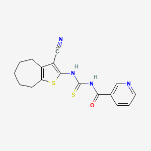 N-[(3-cyano-5,6,7,8-tetrahydro-4H-cyclohepta[b]thiophen-2-yl)carbamothioyl]pyridine-3-carboxamide