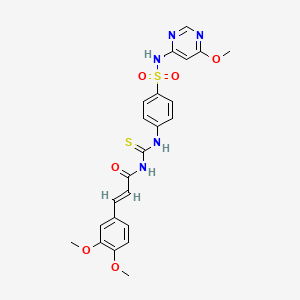 (E)-3-(3,4-dimethoxyphenyl)-N-[[4-[(6-methoxypyrimidin-4-yl)sulfamoyl]phenyl]carbamothioyl]prop-2-enamide