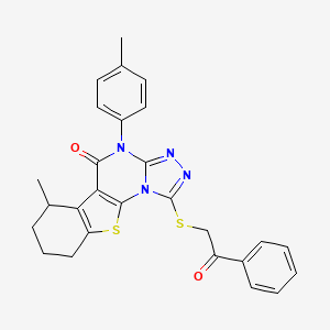 6-methyl-4-(4-methylphenyl)-1-[(2-oxo-2-phenylethyl)sulfanyl]-6,7,8,9-tetrahydro[1]benzothieno[3,2-e][1,2,4]triazolo[4,3-a]pyrimidin-5(4H)-one