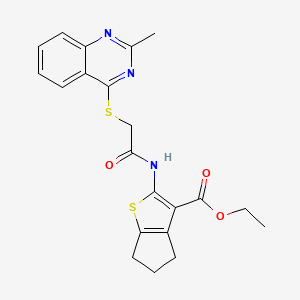 ethyl 2-({[(2-methylquinazolin-4-yl)sulfanyl]acetyl}amino)-5,6-dihydro-4H-cyclopenta[b]thiophene-3-carboxylate