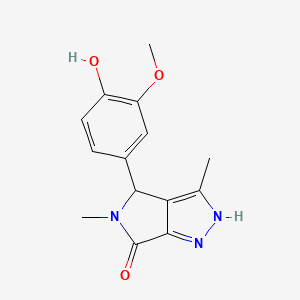 molecular formula C14H15N3O3 B10870767 4-(4-hydroxy-3-methoxyphenyl)-3,5-dimethyl-4,5-dihydropyrrolo[3,4-c]pyrazol-6(2H)-one 