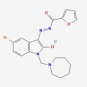 molecular formula C20H21BrN4O3 B10870777 N'-[(3Z)-1-(azepan-1-ylmethyl)-5-bromo-2-oxo-1,2-dihydro-3H-indol-3-ylidene]furan-2-carbohydrazide 