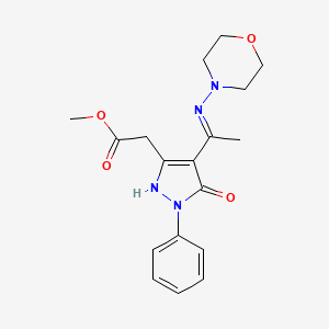 molecular formula C18H22N4O4 B10870788 methyl {(4Z)-4-[1-(morpholin-4-ylamino)ethylidene]-5-oxo-1-phenyl-4,5-dihydro-1H-pyrazol-3-yl}acetate 