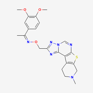 (Z)-1-(3,4-dimethoxyphenyl)-N-[(13-methyl-10-thia-3,5,6,8,13-pentazatetracyclo[7.7.0.02,6.011,16]hexadeca-1(9),2,4,7,11(16)-pentaen-4-yl)methoxy]ethanimine