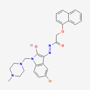 molecular formula C26H26BrN5O3 B10870820 N'-{(3Z)-5-bromo-1-[(4-methylpiperazin-1-yl)methyl]-2-oxo-1,2-dihydro-3H-indol-3-ylidene}-2-(naphthalen-1-yloxy)acetohydrazide 