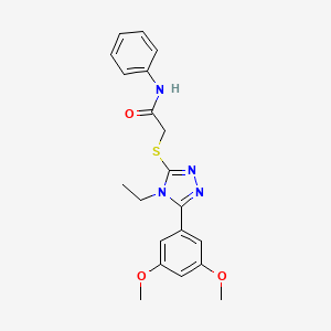 molecular formula C20H22N4O3S B10870824 2-{[5-(3,5-dimethoxyphenyl)-4-ethyl-4H-1,2,4-triazol-3-yl]sulfanyl}-N-phenylacetamide 