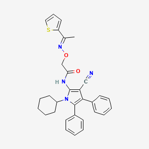 molecular formula C31H30N4O2S B10870851 N-(3-cyano-1-cyclohexyl-4,5-diphenyl-1H-pyrrol-2-yl)-2-({[(1E)-1-(thiophen-2-yl)ethylidene]amino}oxy)acetamide 