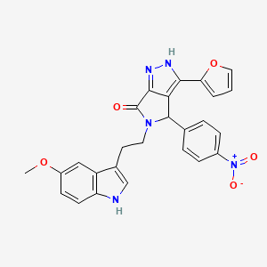 molecular formula C26H21N5O5 B10870856 3-(furan-2-yl)-5-[2-(5-methoxy-1H-indol-3-yl)ethyl]-4-(4-nitrophenyl)-4,5-dihydropyrrolo[3,4-c]pyrazol-6(2H)-one 